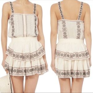 LoveShackFancy Anna Embroidered Tiered Ruffle Cotton Dress XS